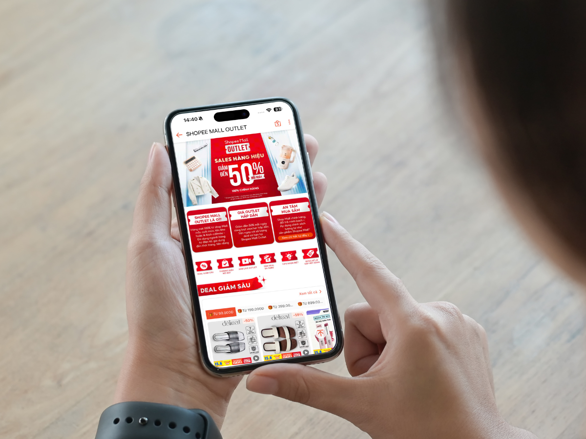 Shopee Mall Outlet: Săn hàng chính hãng cùng deal và voucher hấp dẫn - Ảnh 1. Shopee Mall Outlet: Săn hàng chính hãng cùng deal và voucher hấp dẫn - Ảnh 1.
