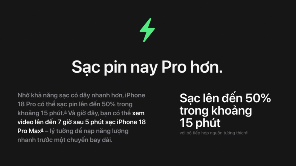Pin iPhone 18 Pro Max lên đến 43 giờ, khoảng cách với iPhone 17 Pro Max lộ rõ
